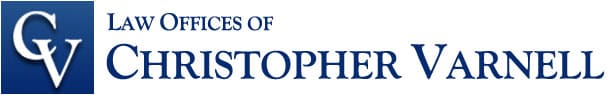 Logo for Law Offices of Christopher Varnell with initials CV in a blue circle.
